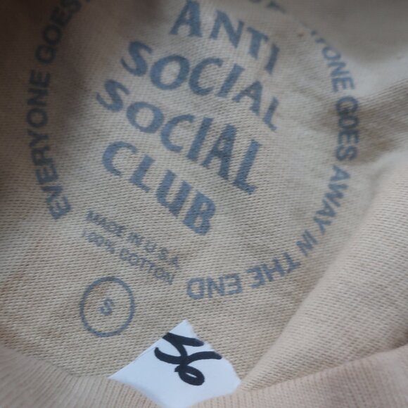 Authentic Mens Anti Social Social Club Logo Graphic Neutral Crew Neck T-Shirt S - Picture 7 of 7